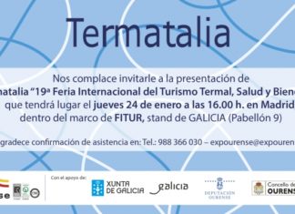 Termatalia 2019 presenta en FITUR-Madrid el jueves 24 de enero a las 16.00 h. en el stand de Galicia
