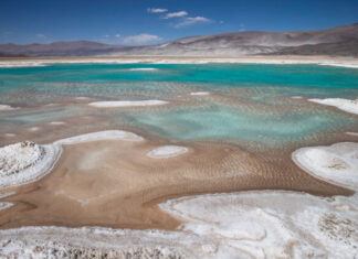 Al borde del extenso y angosto salar se encuentra Villa de Antofalla en la provincia de Catamarca